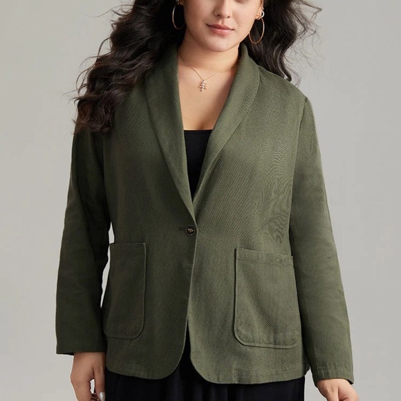 BloomChic Plus Size 4XL Plisse Lapel Collar Patched Pocket Blazer us26 - Picture 2 of 7